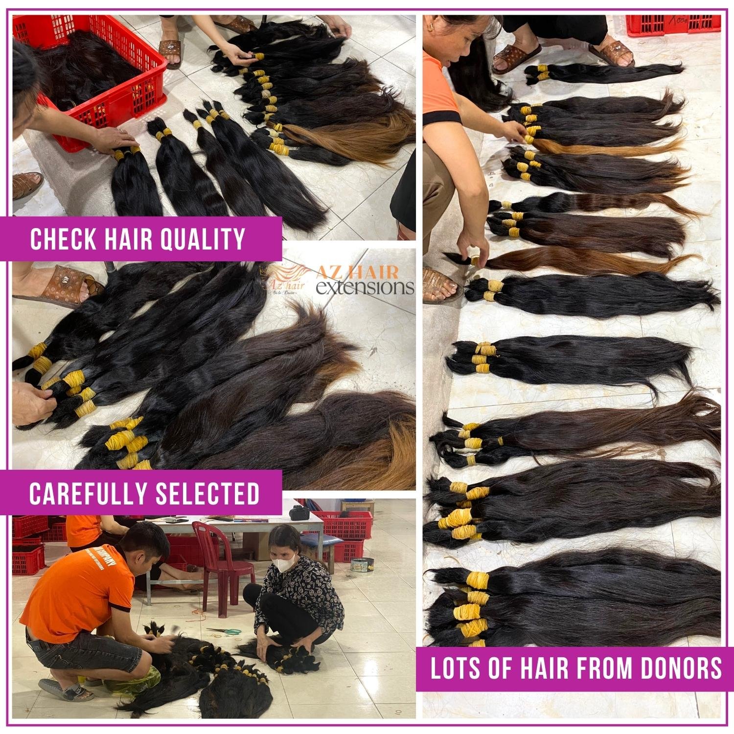 Ready To Ship Raw Vietnamese Hair Bulk Natural Straight Hair Extensions No Chemical Processed Cut From One Donor Human Hair