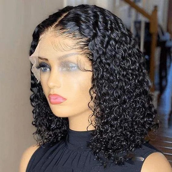 Wholesale Brazilian Short Deep/Kinky/Water Wave Curly Bob Human Hair Wigs For Black Women Natural Virgin Remy Lace Front wigs