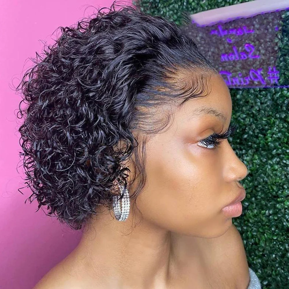 Pixie cut wig human hair 13*1 lace frontal wigs black short bob human hair wigs pre plucked for black women