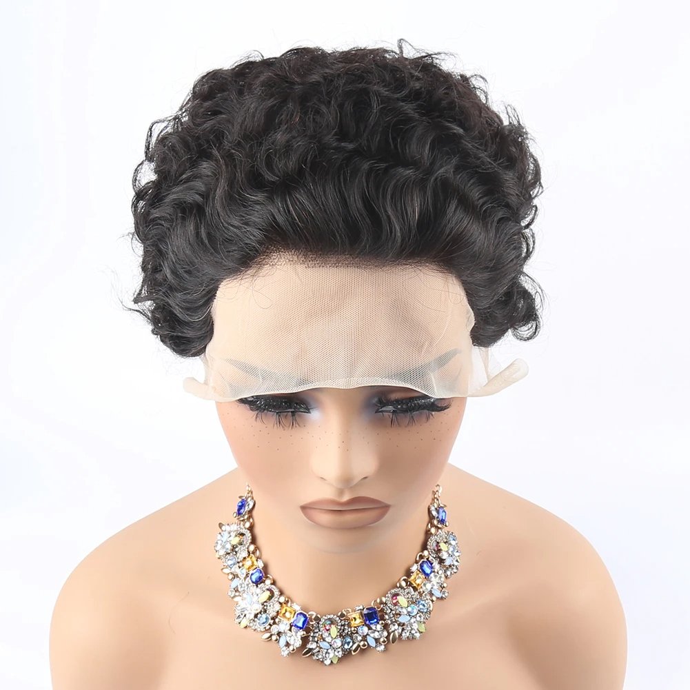 Pixie cut wig human hair 13*1 lace frontal wigs black short bob human hair wigs pre plucked for black women