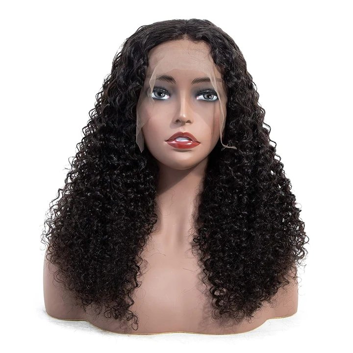 Wholesale Natural Color Breathable Kinky Curly HD Transparent 13x4 Lace Frontal Human Hair Wig