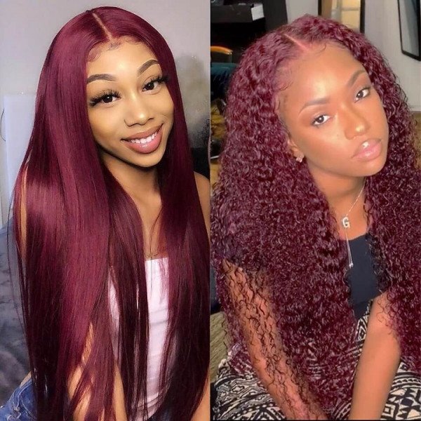 Burgundy Straight Full Lace Human Hair Wigs with Baby Hair 99J Colored Hd Lace Frontal Wigs For Black Women 360 Lace Front Wigs