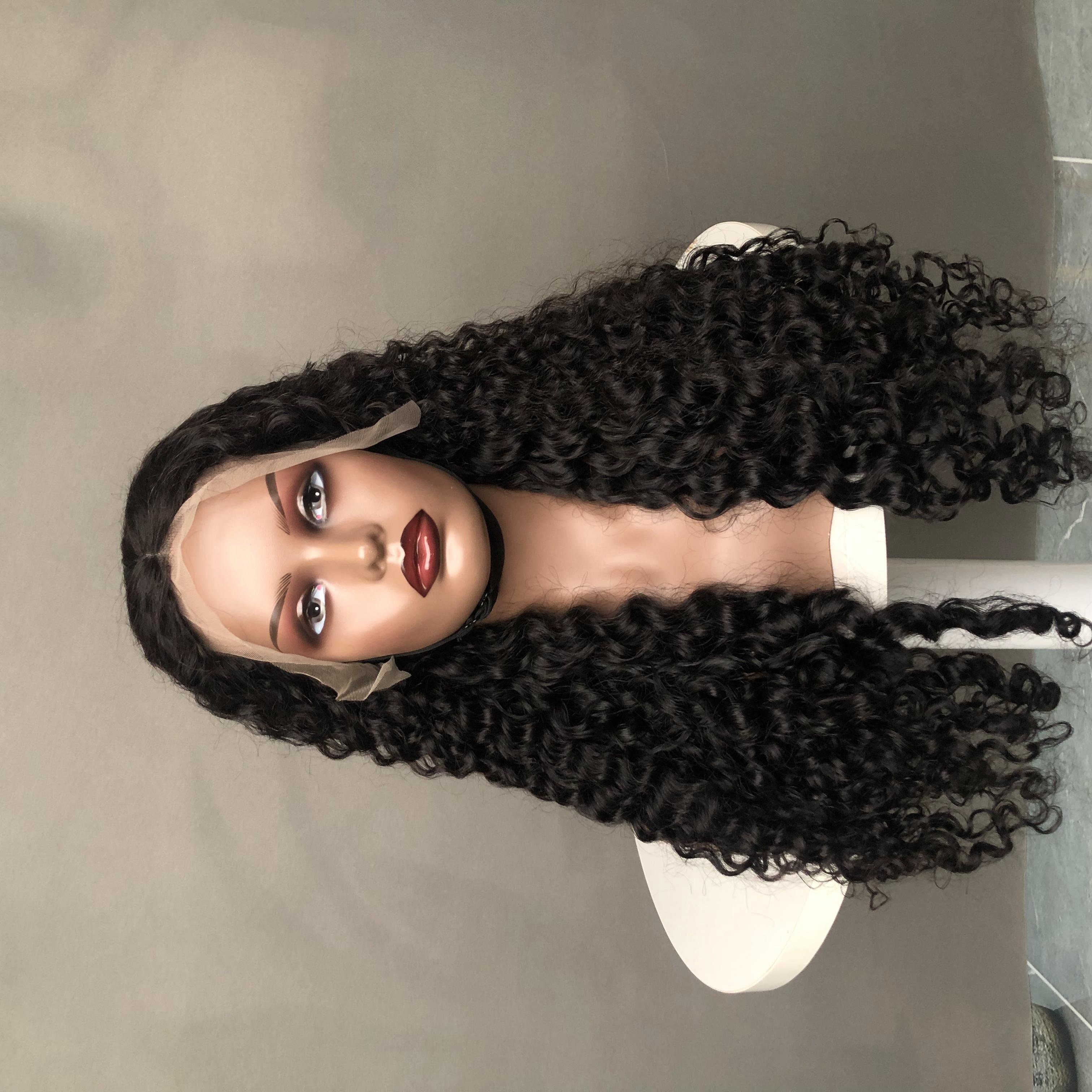 Hot Selling Factory Lace Wigs Double Drawn Amazing Curl 100% Human Hair Wigs Natural Color