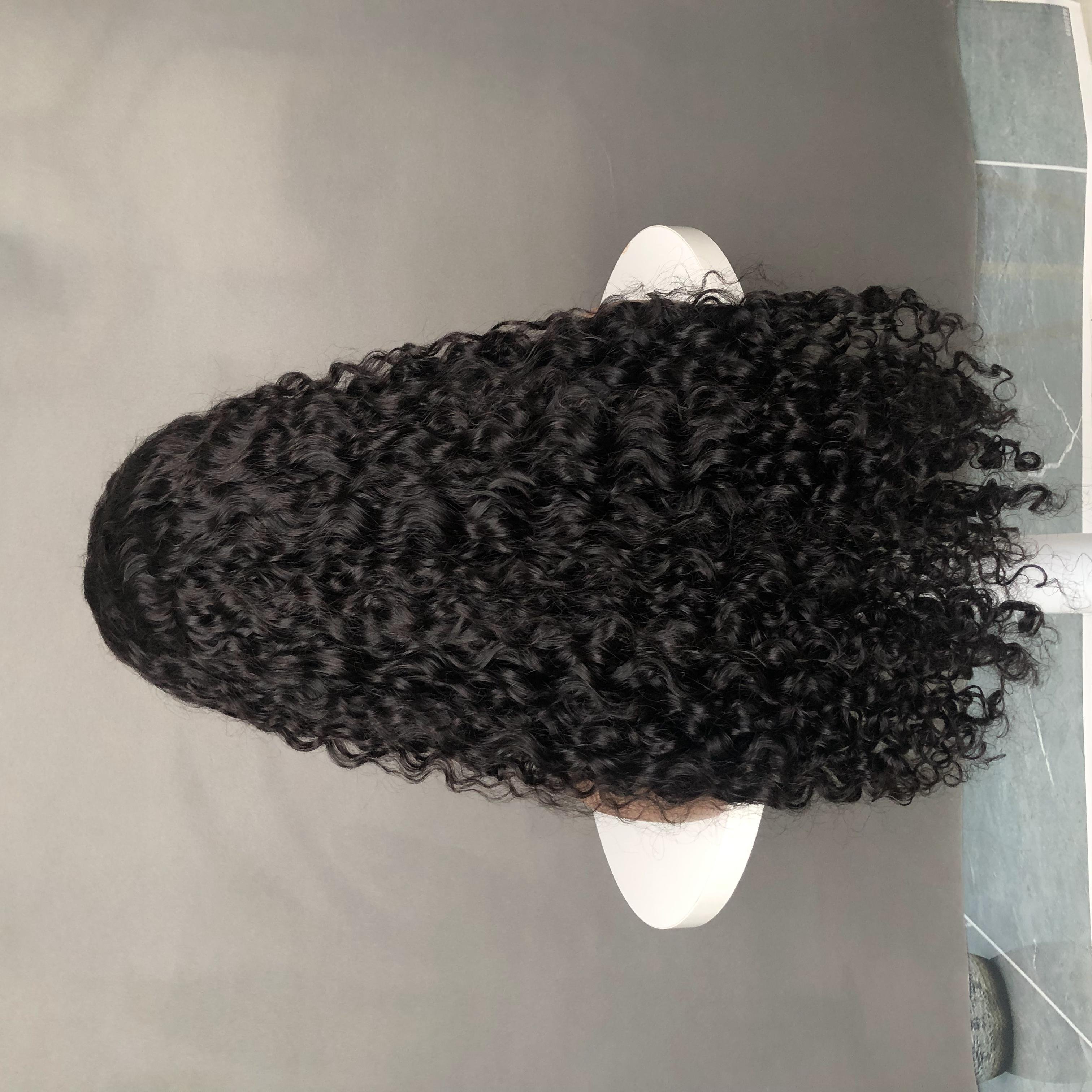 Hot Selling Factory Lace Wigs Double Drawn Amazing Curl 100% Human Hair Wigs Natural Color