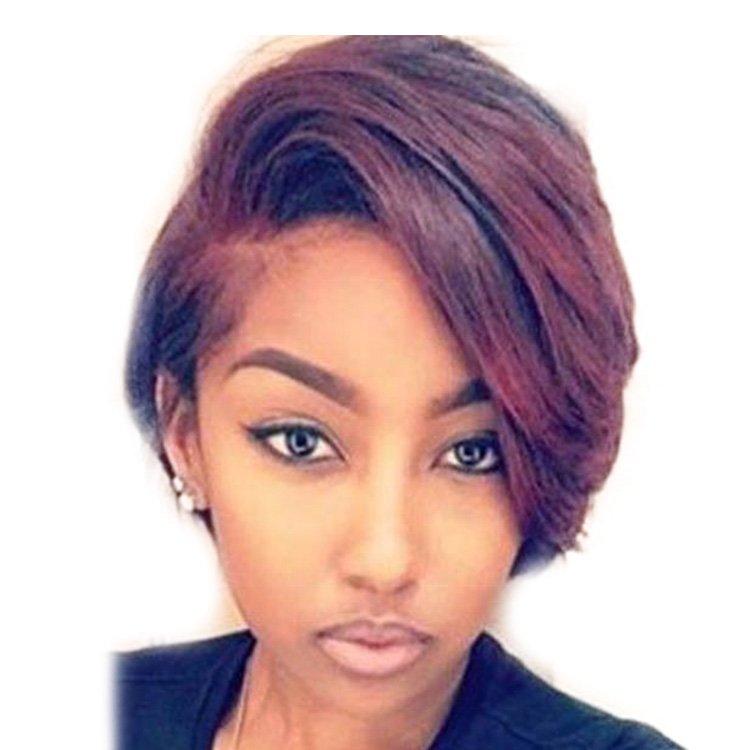 Short Straight Wigs Remy Human Hair Wigs Lace Front Wigs for Black Pixie Cut Brazilian Woman 1 Piece Transparent INDIAN Hair 9"
