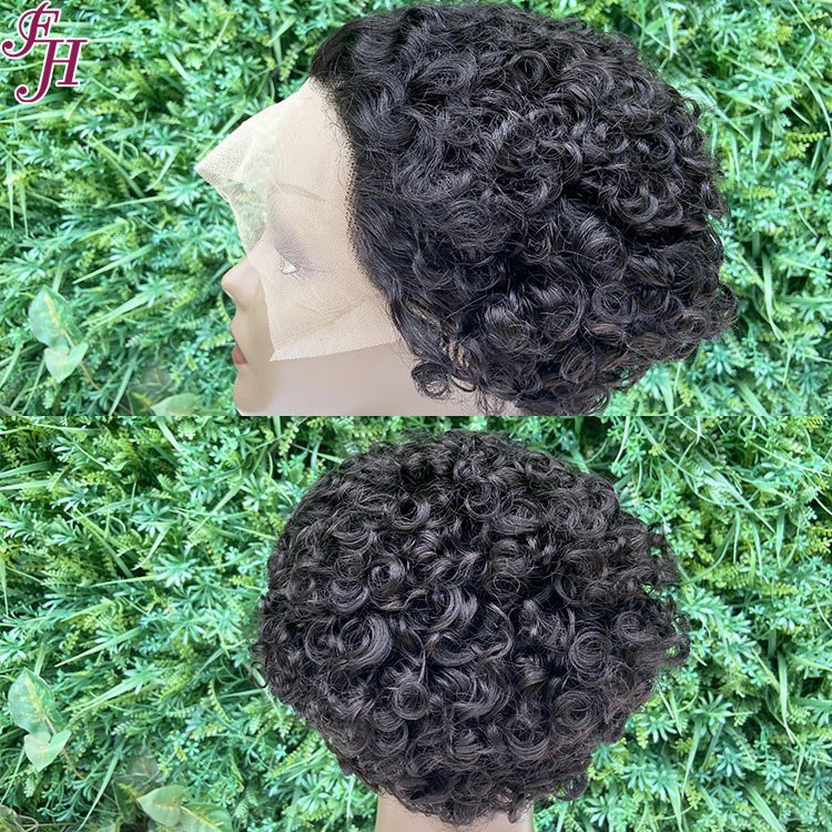 FH 13x4 pre plucked transparent lace pixie wigs small knot ear to ear lace front pixie wig pixie cut human hair wigs