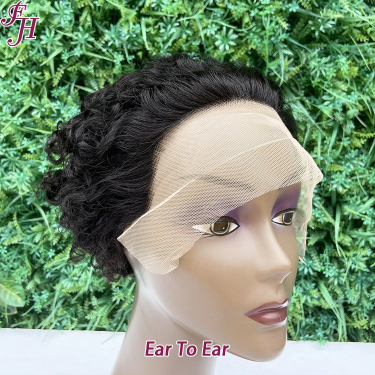 FH 13x4 pre plucked transparent lace pixie wigs small knot ear to ear lace front pixie wig pixie cut human hair wigs