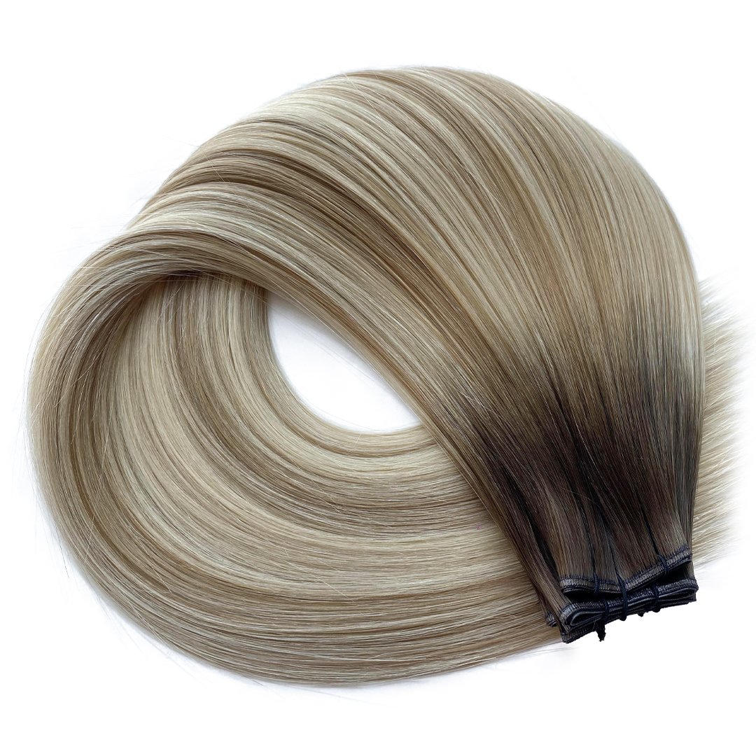 Haiyi Salon Professional Luxury Quality 100% Double Drawn Virgin Cuticle Genius Weft Human Hair Extension For Balayage Color