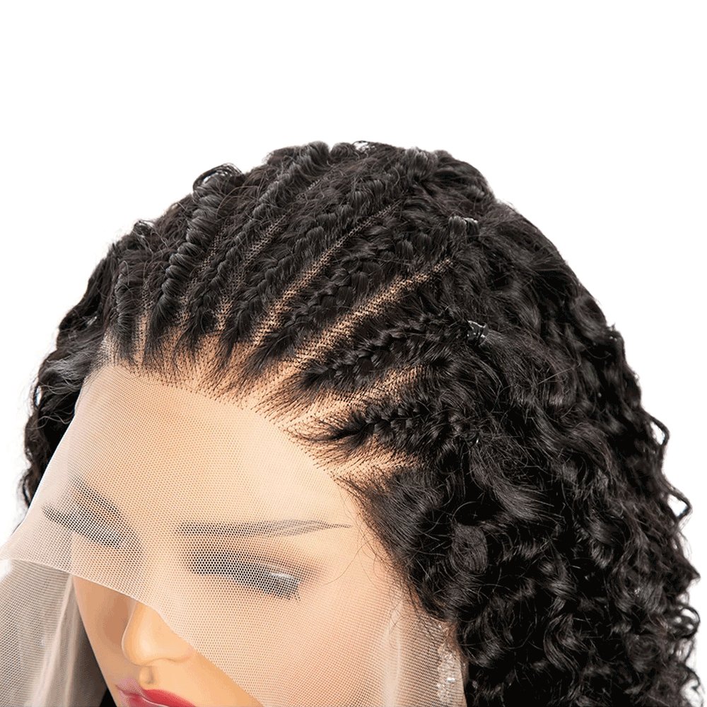 Triangle Knotless Box Braided Frontal Short Bob Wigs Kinky Curly Braid Lace Front Human Hair Wig For Women
