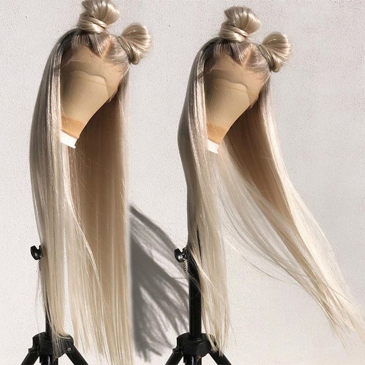 Pre plucked Human Hair Wigs Platinum Ash Blonde Colored Lace Front Wig #60 Wavy 13x6 HD Transparent Lace Frontal Wigs For Women