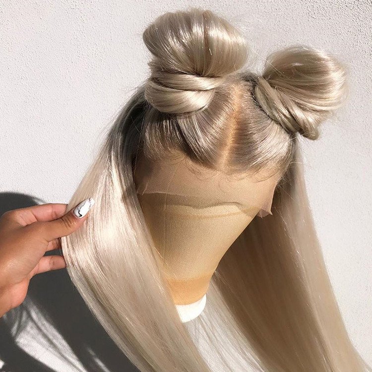 Pre plucked Human Hair Wigs Platinum Ash Blonde Colored Lace Front Wig #60 Wavy 13x6 HD Transparent Lace Frontal Wigs For Women