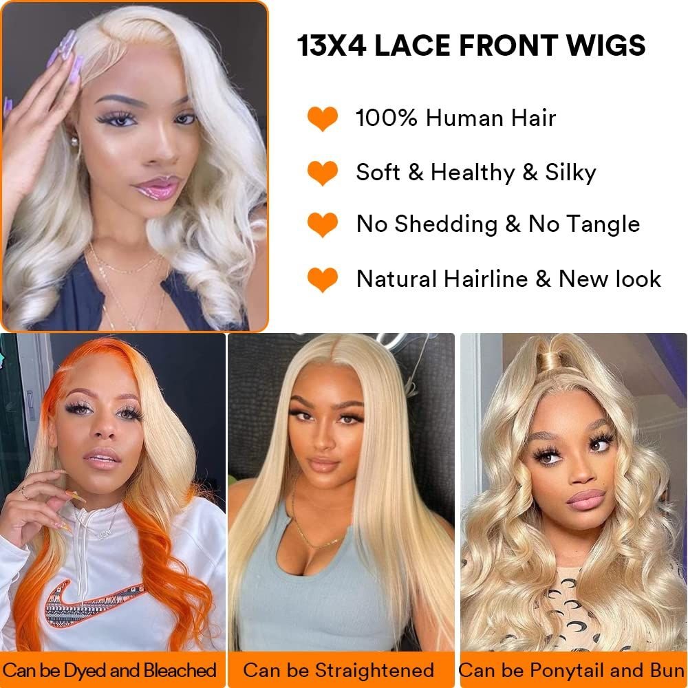 Wholesale 40 Inch Blonde Body Wave Human Hair Wigs 13X4 Hd Transparent 613 Lace Front Wigs