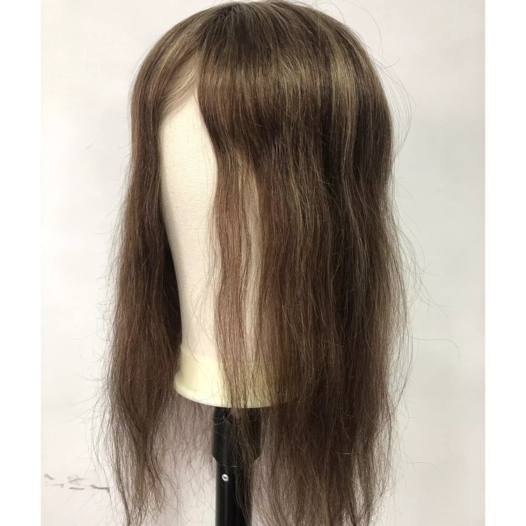 2023 fashion Light Hair thin skin PU V-loop injection 16 inches 100% Human Hair Women Wig 4P27 Skin Toupee