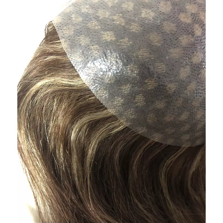 2023 fashion Light Hair thin skin PU V-loop injection 16 inches 100% Human Hair Women Wig 4P27 Skin Toupee