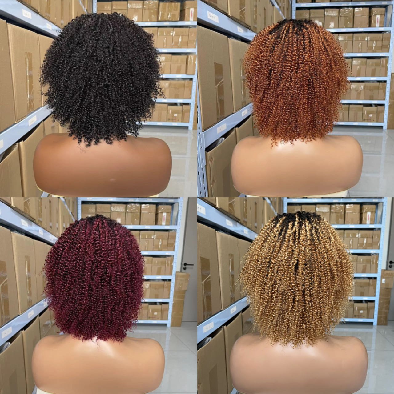 Short Curly Afro Kinky Curly Human Hair Wig With Thick Bang 210% Density Machine Made Short Afro Wigs For Women Glueless Cheap