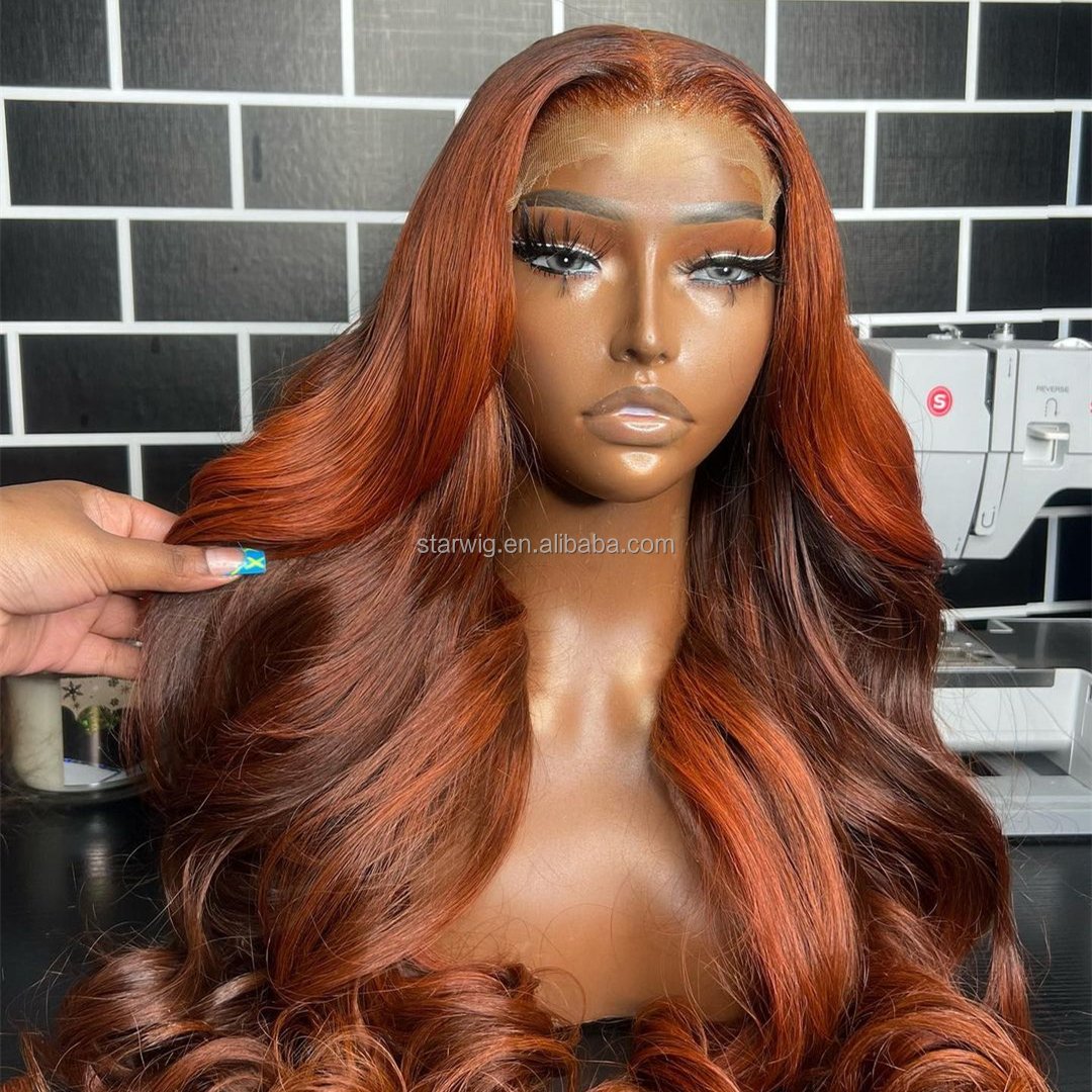 180% Density HD Full Lace Human Hair Wigs For Black Women,350 Orange Ginger Colored Lace Front Wigs, Lace Closure Frontal Wig
