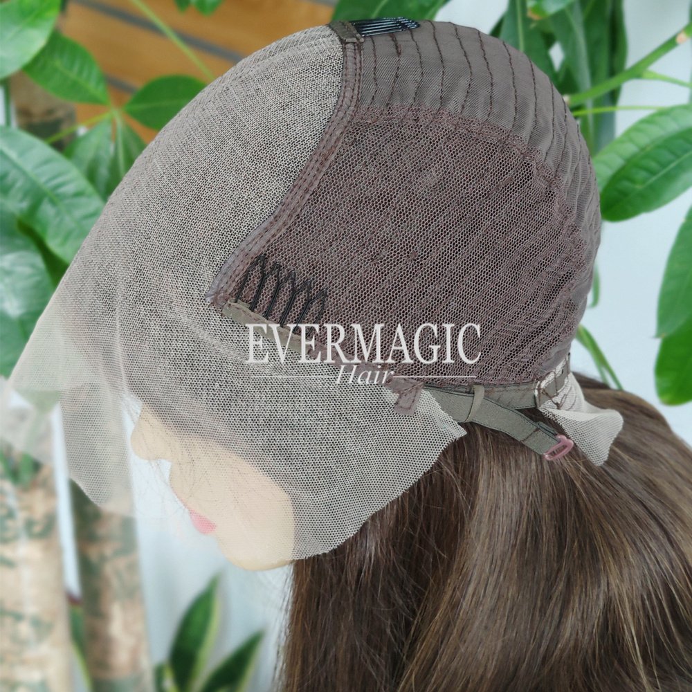 Evermagic Luxury Balayage Highlight B4/8 Chocolate Brown Color Natural Wavy Deep Part Lace Front Human Hair Wigs