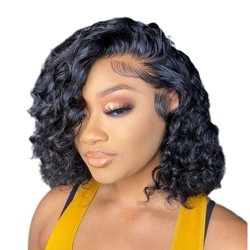 Perruques Naturel Cheveux Humain Wave Curly Short Bob Wigs Brazilian Hair Human Hair Wig HD Lace Frontal Wigs For Black Women