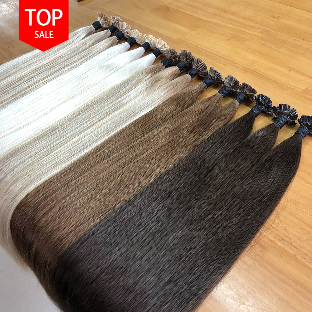 Cuticle Remy Aligned Human Hair Bond U I Keratin Flat Tip Hair Extensions