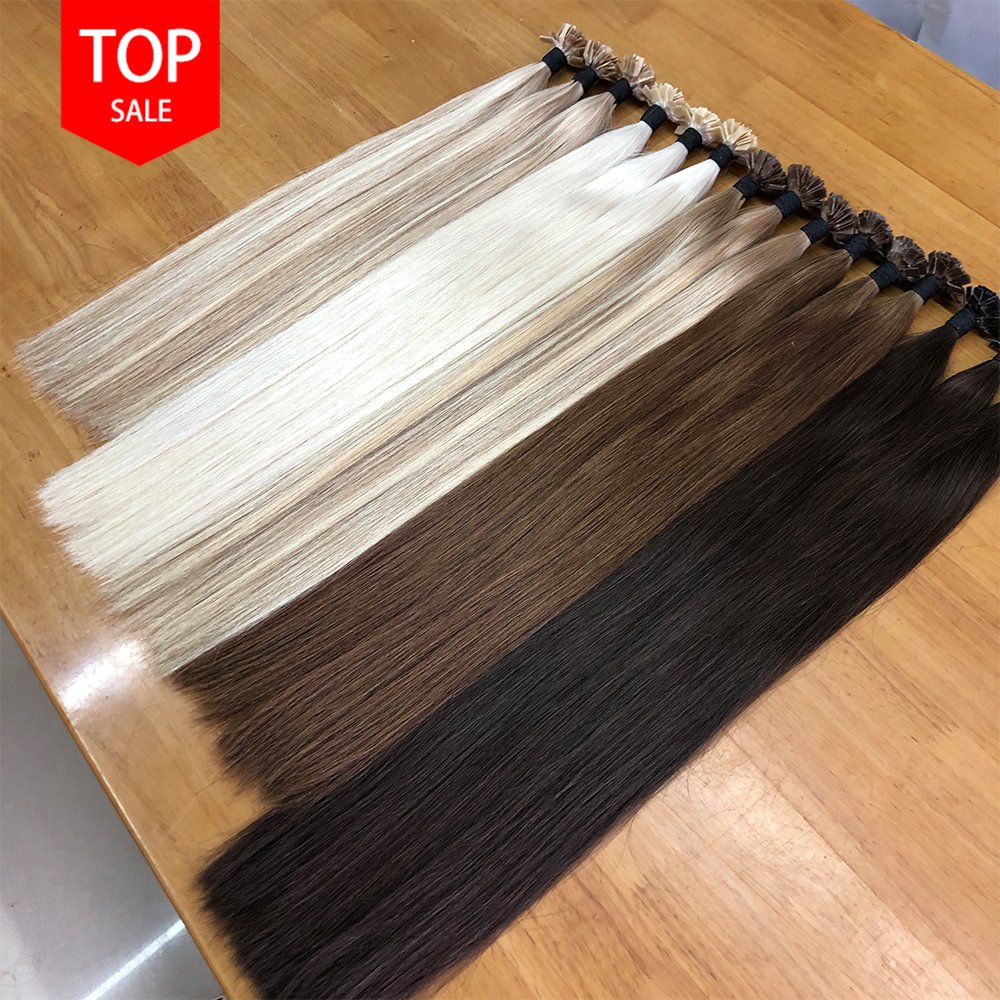 Cuticle Remy Aligned Human Hair Bond U I Keratin Flat Tip Hair Extensions
