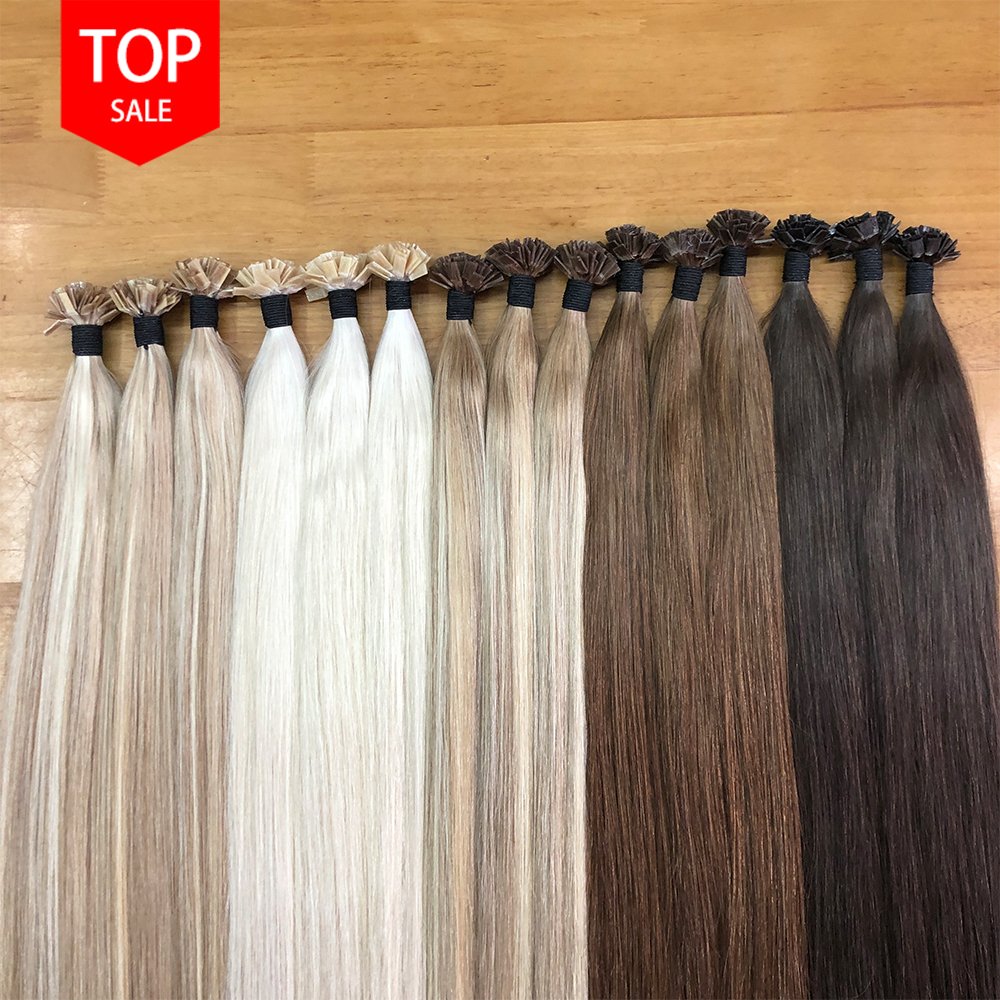 Cuticle Remy Aligned Human Hair Bond U I Keratin Flat Tip Hair Extensions