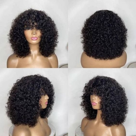 Remy Full Machine Made Glueless Bob 99J Red Bob Wig With Bangs Straight Hair Bob Wigs Brazilian Human Hair Wig