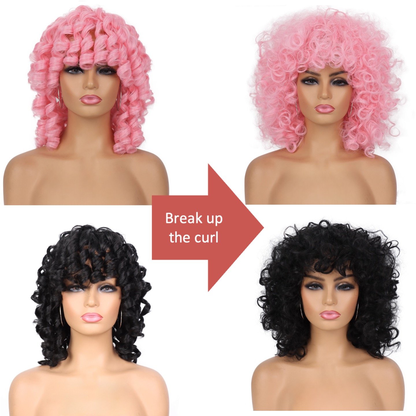JINRUILI Women's Short Afro Curly Wig New Popular Wholesale Synthetic French Curl in Red Kinky Curl Style for Women
