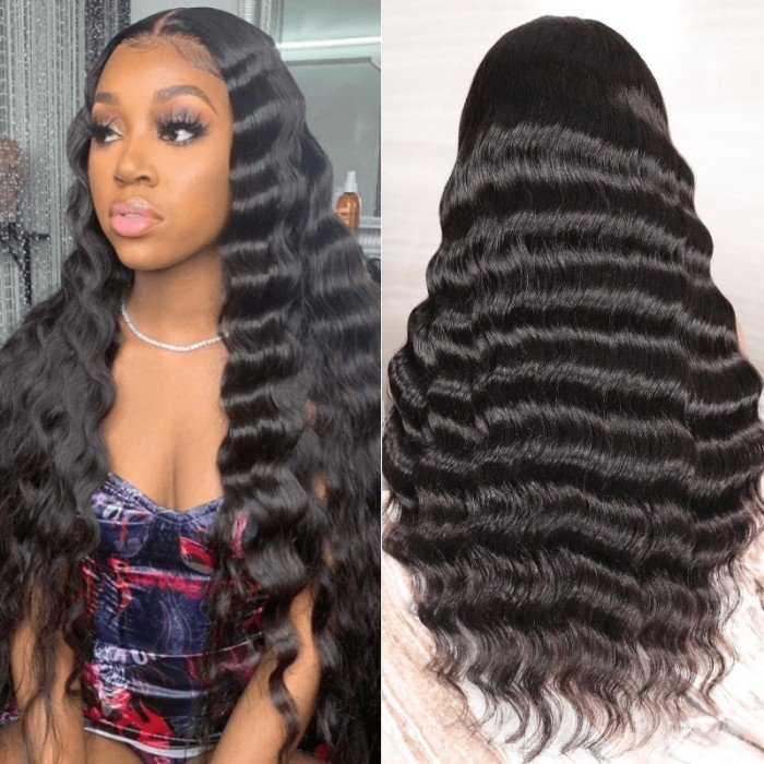 Huashuo Loose Deep Wave Transparent Hd Full Lace Frontal Wigs For Black Women,13*4 13*6 Virgin Brazilian Pre Pluck Lace Human H