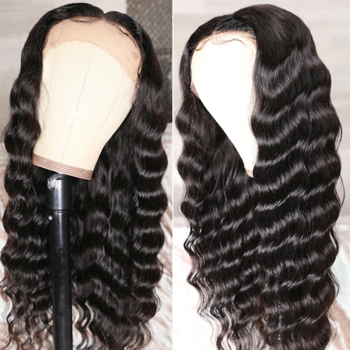 Huashuo Loose Deep Wave Transparent Hd Full Lace Frontal Wigs For Black Women,13*4 13*6 Virgin Brazilian Pre Pluck Lace Human H