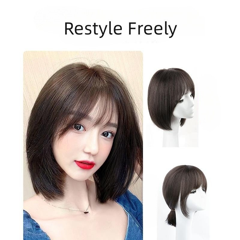 Wholesale Natural Straight Remy Hair Soft 100% Human Hair Bob Wigs With Bangs For Women