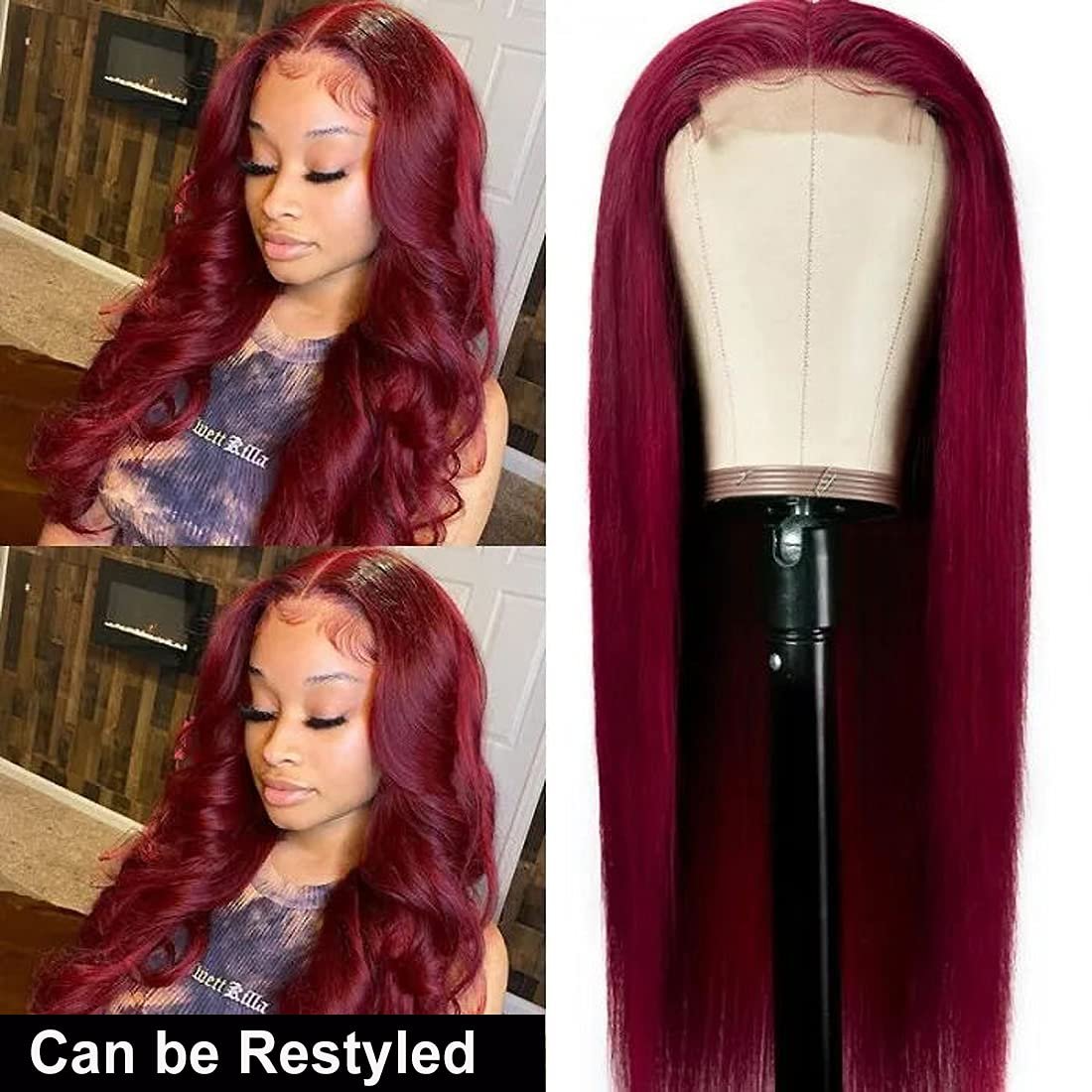Red 99J Burgundy Lace Front Wig 13 X4 Straight Human Hair Wigs Human Hair Colored Transparent Hd Frontal Wig