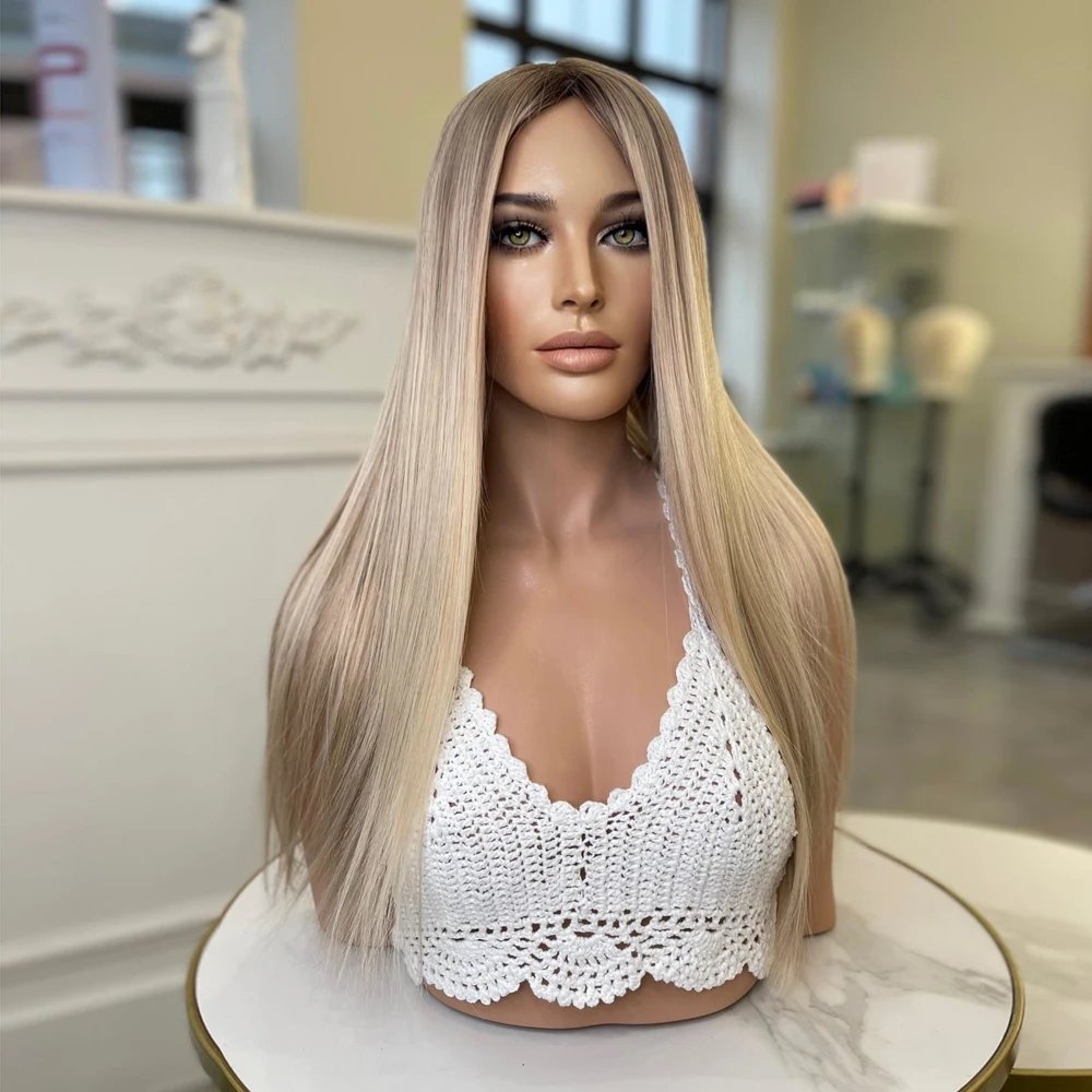 Transparent HD Full Lace Human Hair Wigs for Women Silky Straight Lace Frontal Wigs with Silk Base Highlight Blonde Lace Wigs