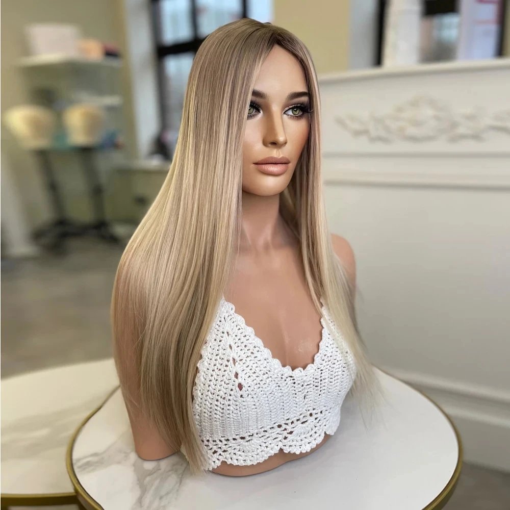 Transparent HD Full Lace Human Hair Wigs for Women Silky Straight Lace Frontal Wigs with Silk Base Highlight Blonde Lace Wigs