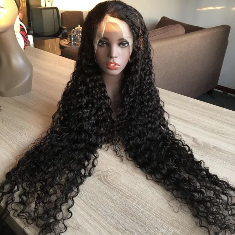 Free Ship 13X4 water wave wig Glueless hd lace wig Vendor Unprocessed Brazilian pre plucked real human hair wig