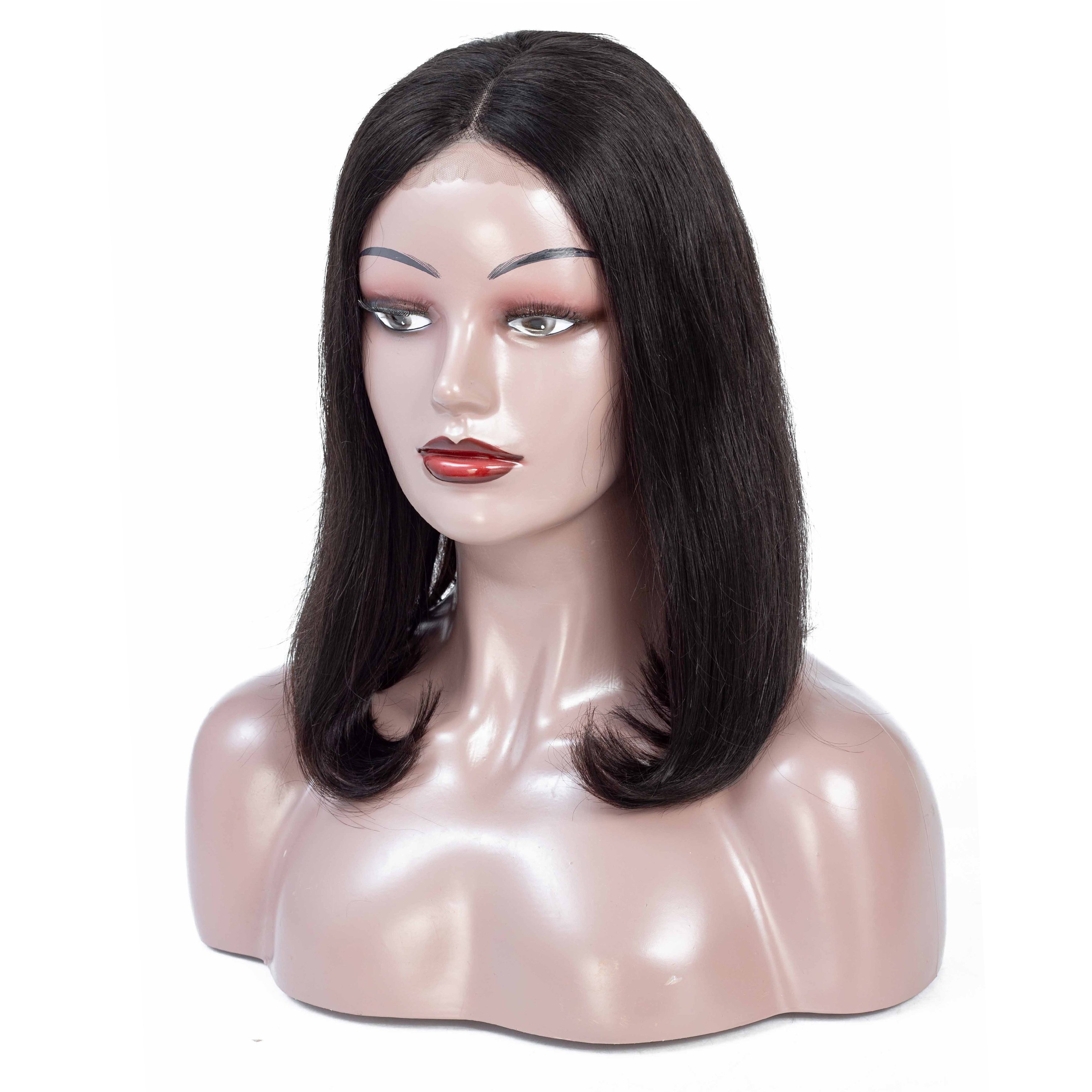Virgin Brazilian Remy Hair 4X4 Lace Closure Short Human Hair Wigs Straight Wave Bob For Black Women