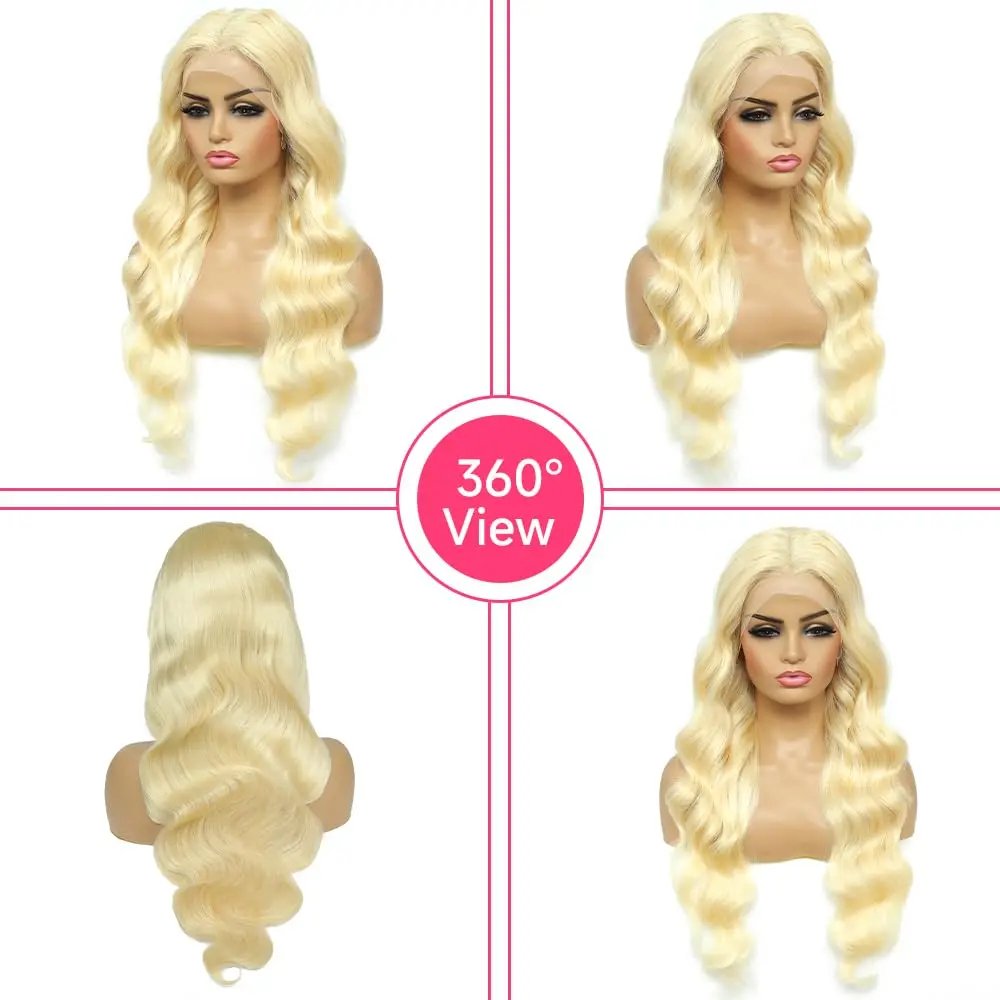 Factory Price Raw Cambodian Human Hair Wig Wholesale Cheap #613 Color Blonde Wig For Black Women Transparent Lace Frontal Wig