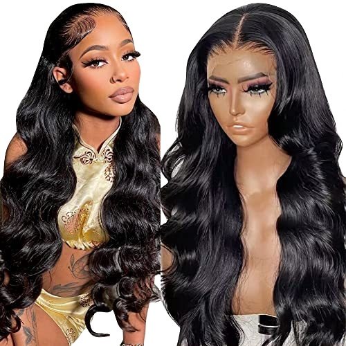 13x4 HD Transparent Body Wave Lace Front Black Women 180 Density 12-34 Inch Pre-Plucked Human Hair Long 12-34 Inch Lace Front