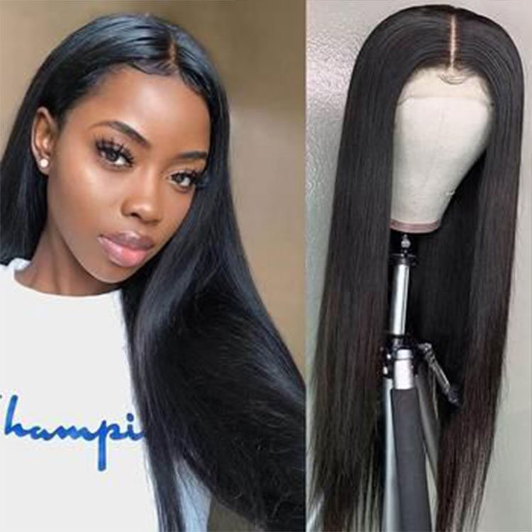 Wholesale 100% Natural Wigs vendor Wigs silk Straight Virgin Hair Lace Frontal Human Hair Wigs For Black Women