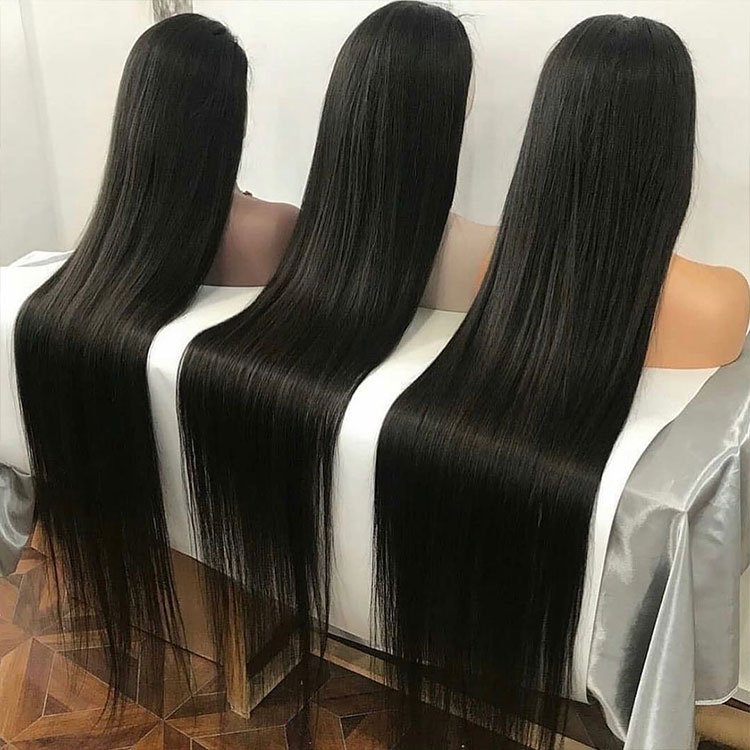 Wholesale 100% Natural Wigs vendor Wigs silk Straight Virgin Hair Lace Frontal Human Hair Wigs For Black Women