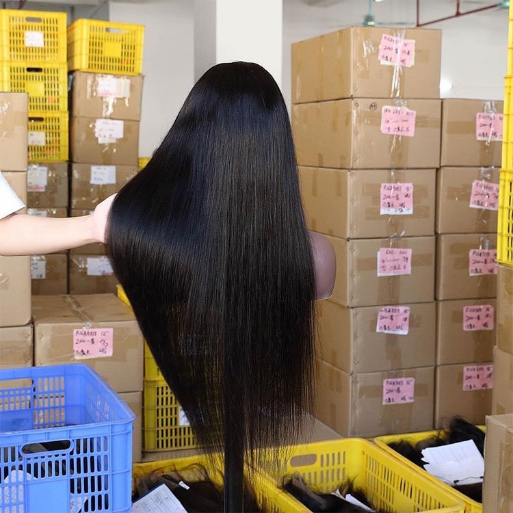 Wholesale 100% Natural Wigs vendor Wigs silk Straight Virgin Hair Lace Frontal Human Hair Wigs For Black Women