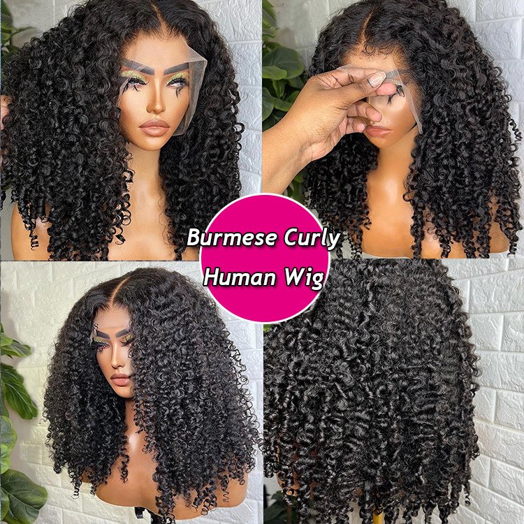 Wholesale Afro Kinky Curly 13x4 Pre Plucked Lace Wigs 4B 4C Hair lines Peruvian pre pluck Burmese curl hd lace human hair wigs
