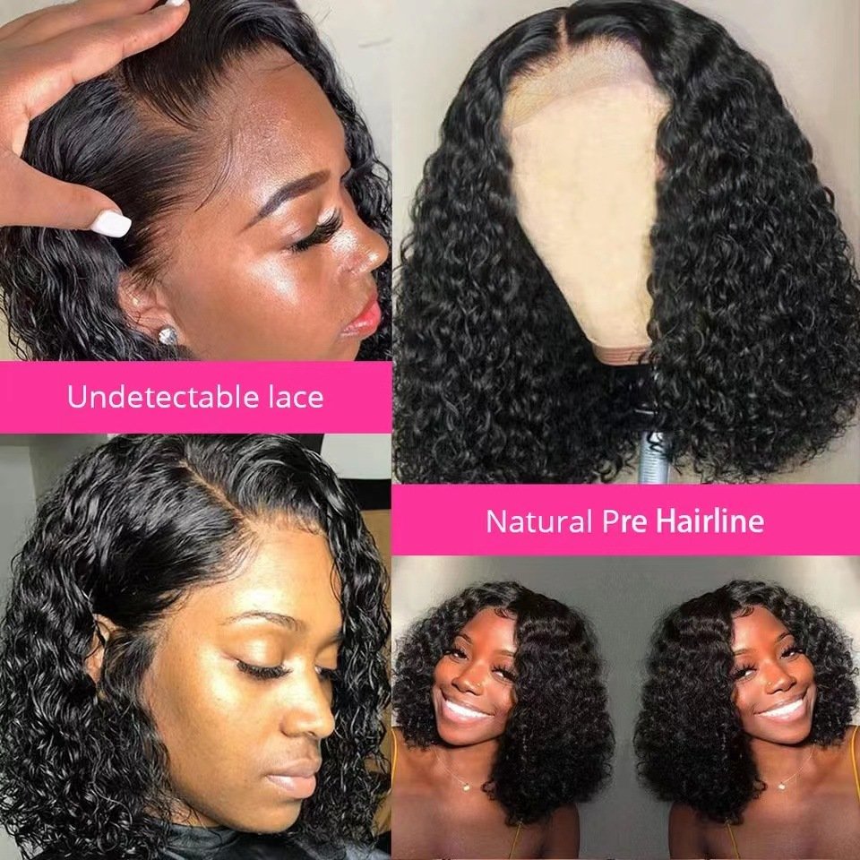 Natural Lace Front Afro Wave Short Bob Wigs Brazilian Human Hair Wig HD Lace Frontal Wigs