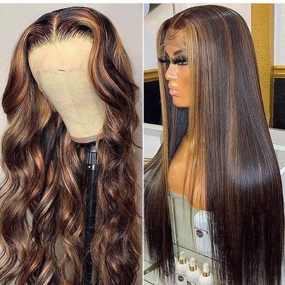 Black With Blonde Highlights Wig,Cuticle Aligned Virgin Hair Highlight Wig Hd,Blond Highlight 4/27 Lace Front Human Hair Wig