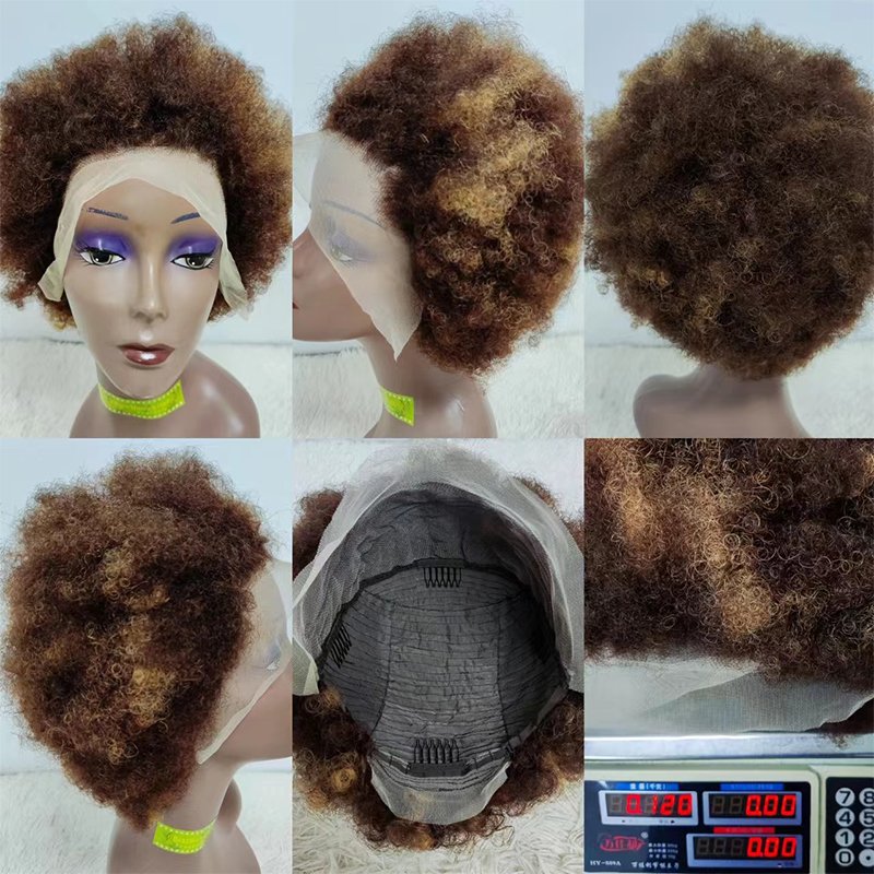 Letsfly Afro Kinky Straight African Wigs 13x4 Lace Frontal Boom Brazilian Human Hair Natural Color Soft Curly Wigs