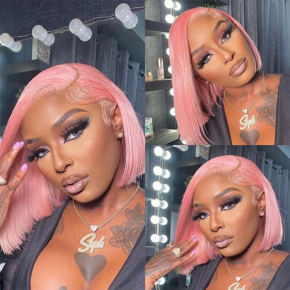 13x4 613 Blonde Bob Hair Human Hair Lace Frontal Wig Brazilian Straight Wig colorful Human Hair Wig for Women