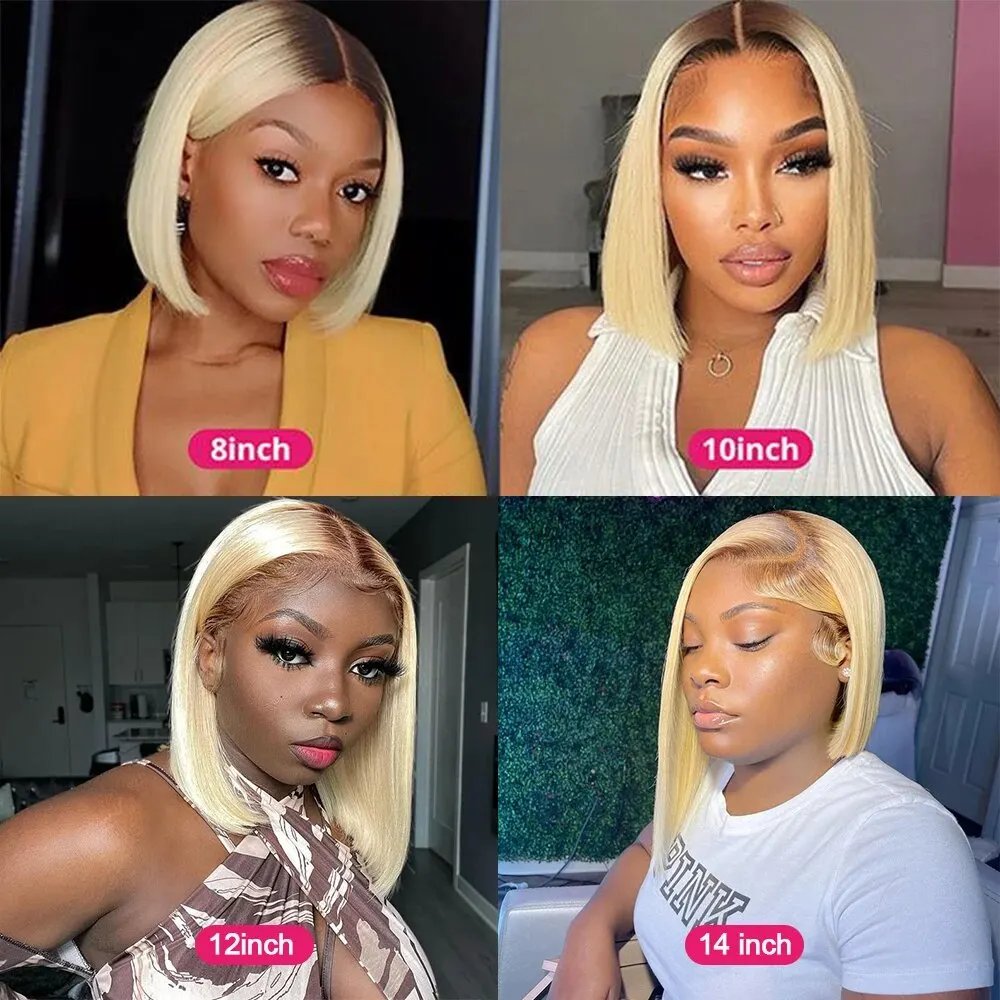 13x4 613 Blonde Bob Hair Human Hair Lace Frontal Wig Brazilian Straight Wig colorful Human Hair Wig for Women