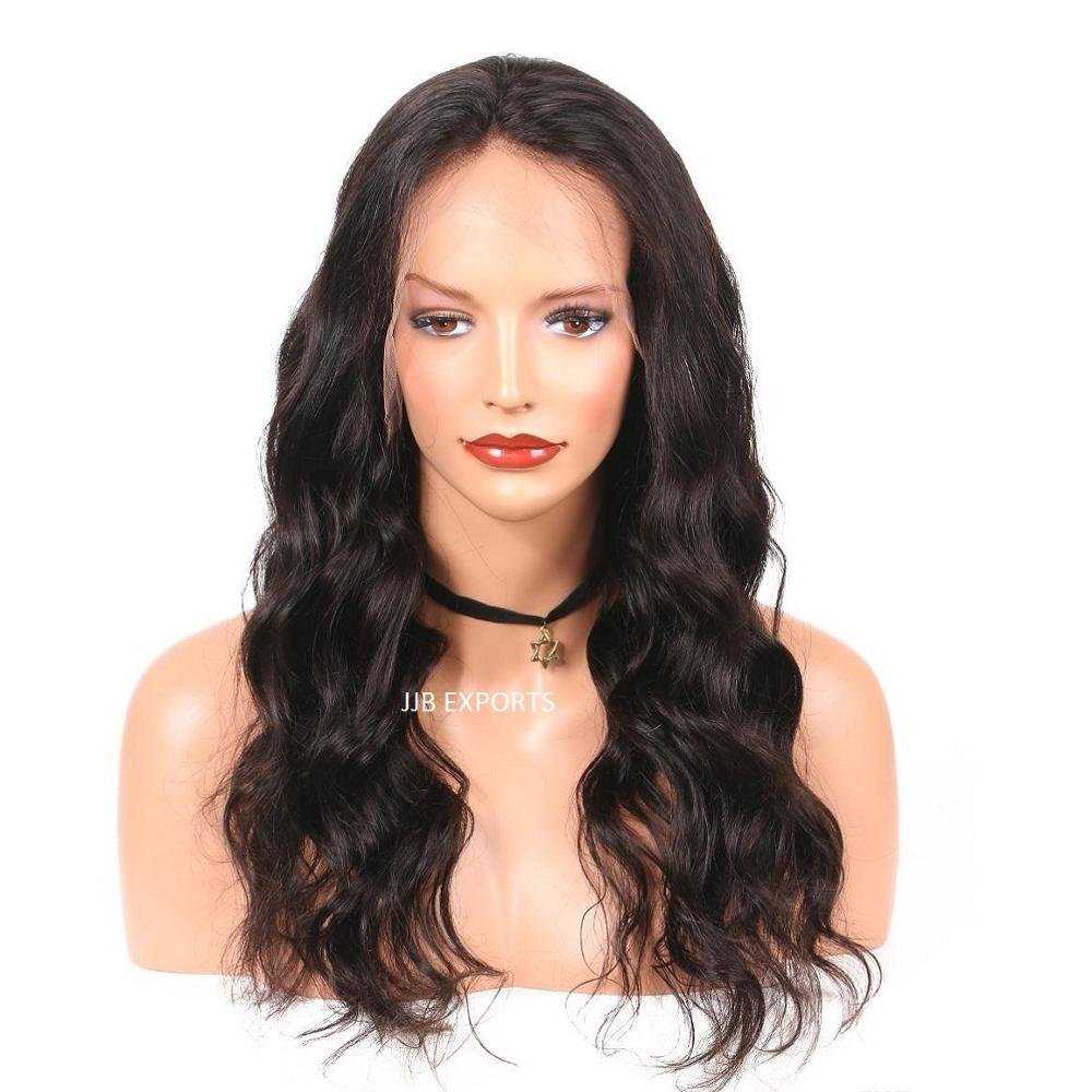Natural Wave 13x4 Frontal Human Virgin Hair Wig, Full Lace Transparent Cuticle Aligned Unprocessed Indian swiss Lace Wigs