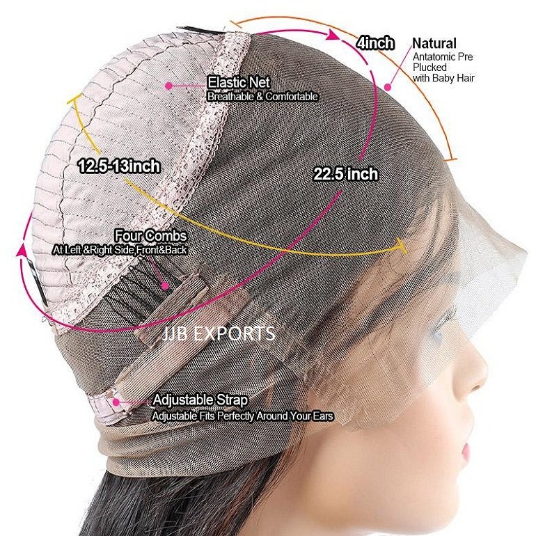 Natural Wave 13x4 Frontal Human Virgin Hair Wig, Full Lace Transparent Cuticle Aligned Unprocessed Indian swiss Lace Wigs
