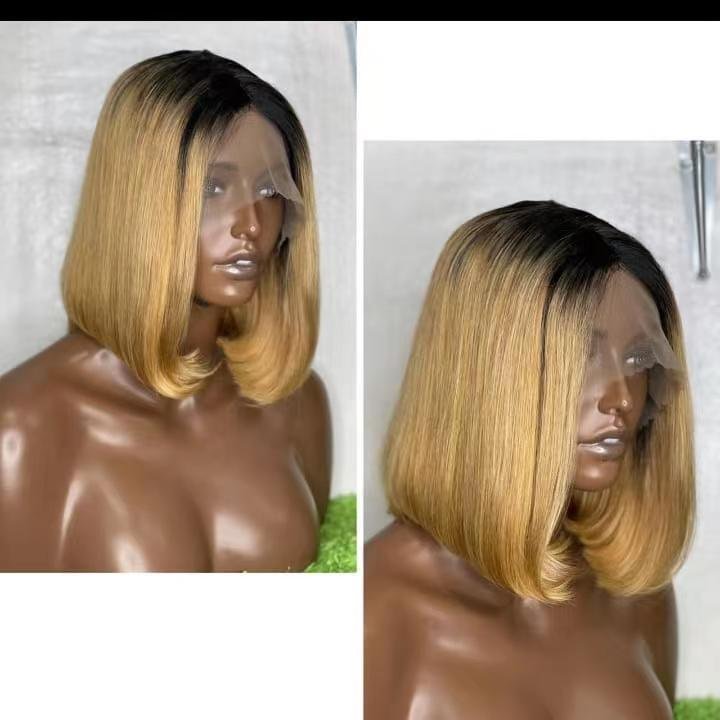 Hot Selling Lace Wavy Cheap Bob Wig,10-12 Inch Brazilian Hair Lace Front Wig, 100% Human Hair Wig For Black Women