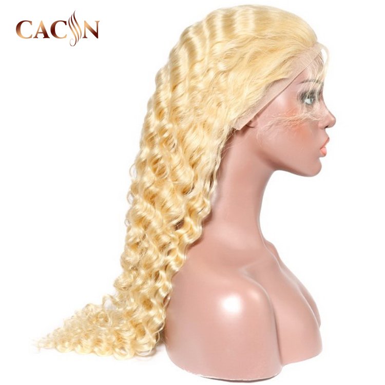40 inch long honey blonde bodywave virgin human hair wigs, 613 curly cuticle aligned glueless natura full hd lace front wig